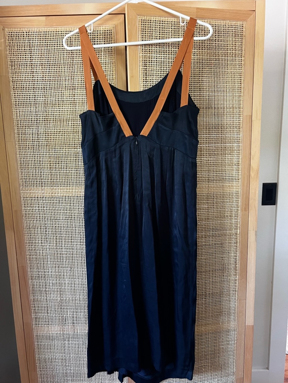 Anthropologie Sweetheart Side-Slit Slip Dress size 8 navy worn once - Picture 6 of 8